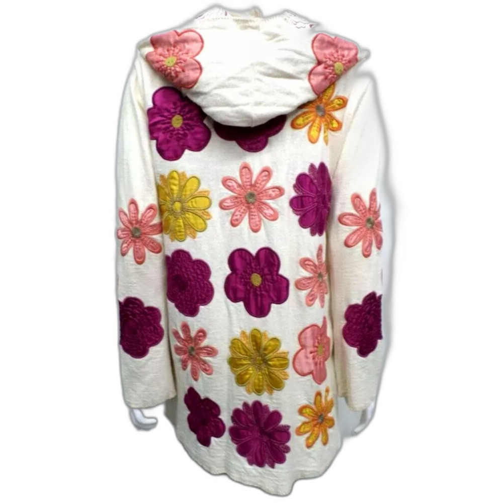 Johnny Was Biya / Blossom Applique Hoodie / Boho Floral Embroidered Hoodie - Picture 5 of 5